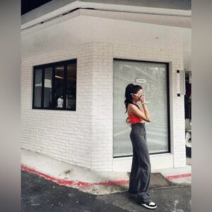 Rendezvous grey high waist striped Pants